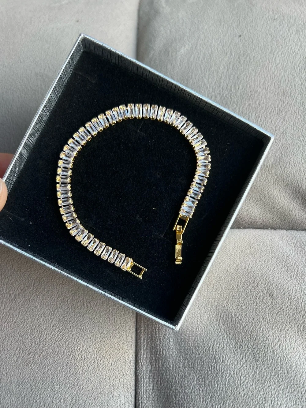Gold Crystal Tennis Bracelet - Elegant Women's Jewelry